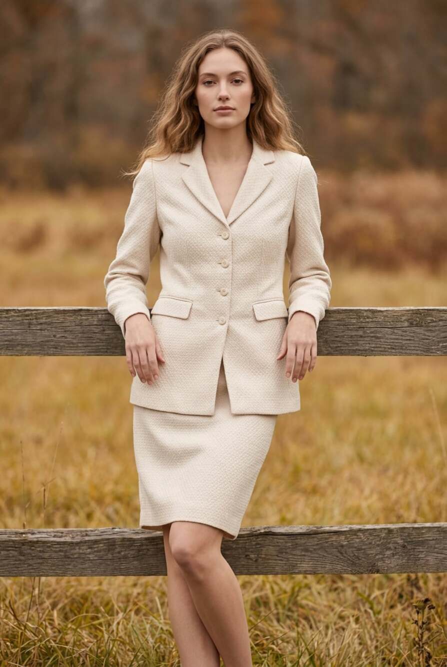 NYP Suits Women's Textured Button-Down Long Blazer Jacket, Size 12